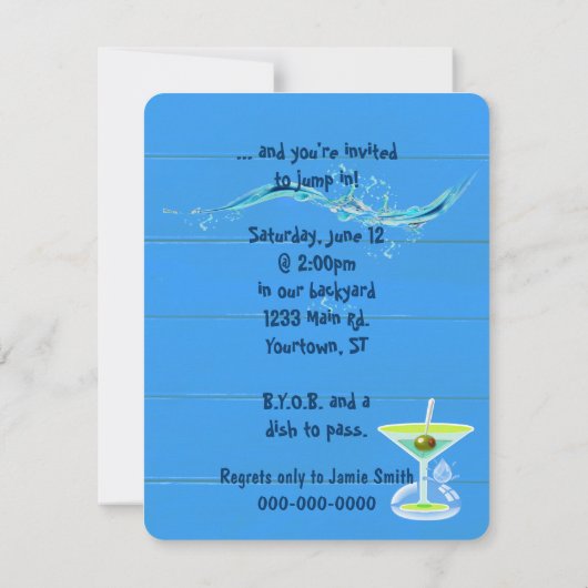 teenslippers met handdoek Zwembad Party Kaart (Achterkant)