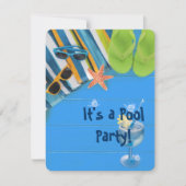 teenslippers met handdoek Zwembad Party Kaart (Voorkant)