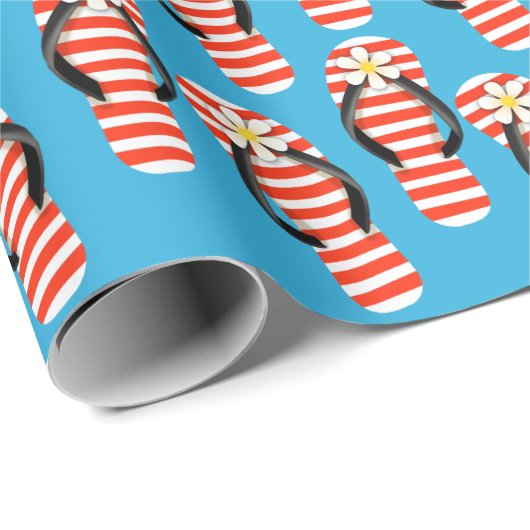 Teenslippers met rode en witte strepen cadeaupapier (Rol Hoek)