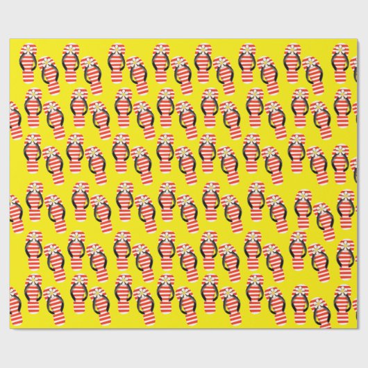 Teenslippers met rode en witte strepen cadeaupapier (Vlak)