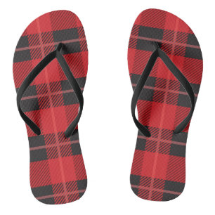 Teenslippers met rode en zwarte ponden