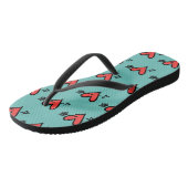 Teenslippers met zwarte en rode liefdesharten (Schuin)