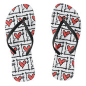 Teenslippers met zwarte en rode liefdesharten (Voetbed)