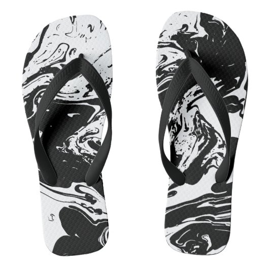 Teenslippers met zwarte en witte marmer (Voetbed)