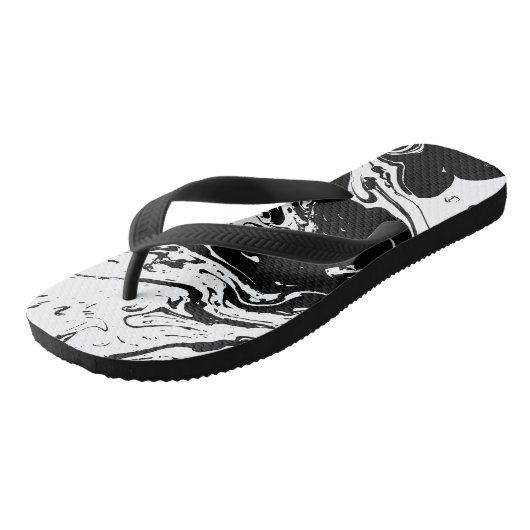 Teenslippers met zwarte en witte marmer (Schuin)