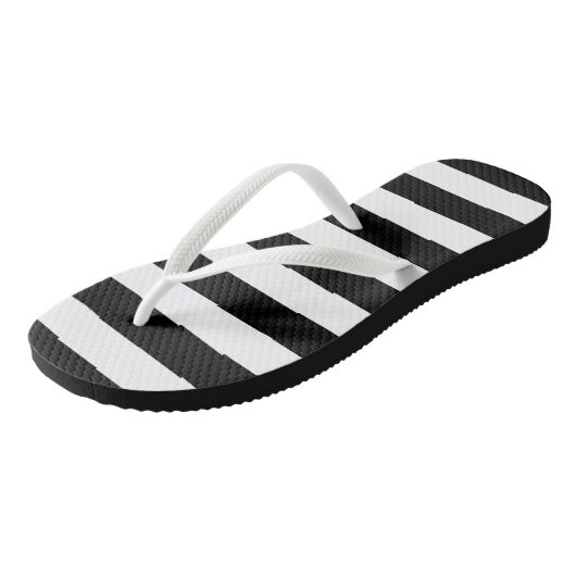 Teenslippers met zwarte en witte strepen (Schuin)