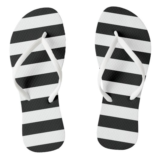 Teenslippers met zwarte en witte strepen (Voetbed)