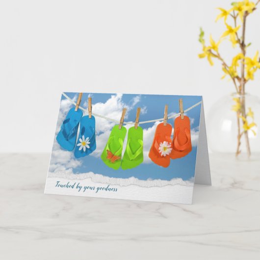 Teenslippers op Clothesline - Hartelijk dank - Kaa Kaart (Gele Bloem)