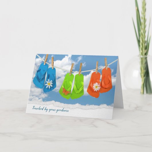 Teenslippers op Clothesline - Hartelijk dank - Kaa Kaart (Voorkant)