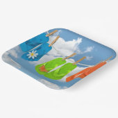 Teenslippers op clothesline papieren bordje (Gebogen)