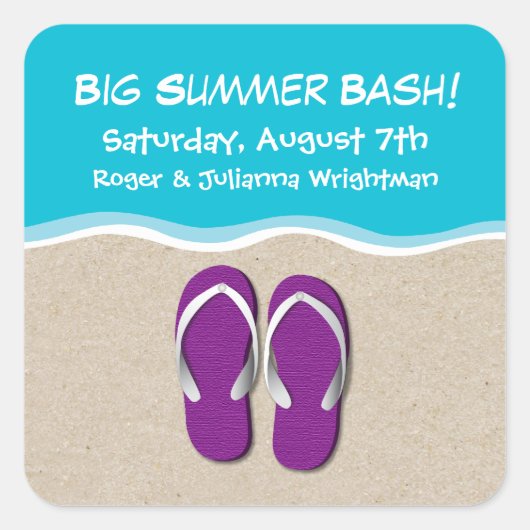 Teenslippers op de Beach Party Sticker (Voorkant)