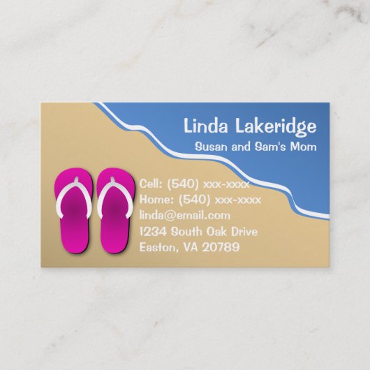 teenslippers op de contactkaart voor elke moeder contactkaartje (Voorkant)