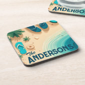 Teenslippers op de Handtekening Beach Bier Onderzetter (Linkerzijde)