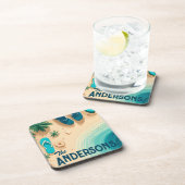 Teenslippers op de Handtekening Beach Bier Onderzetter (Rechterzijde)