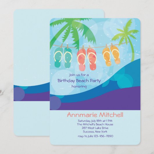 Teenslippers op de Line Invitation Kaart (Voorkant / Achterkant)