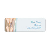 Teenslippers op de strand etiket (Voorkant)