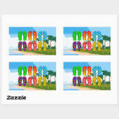 Teenslippers op de strand rechthoekige sticker (Vel)