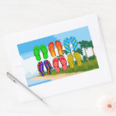 Teenslippers op de strand rechthoekige sticker (Envelop)
