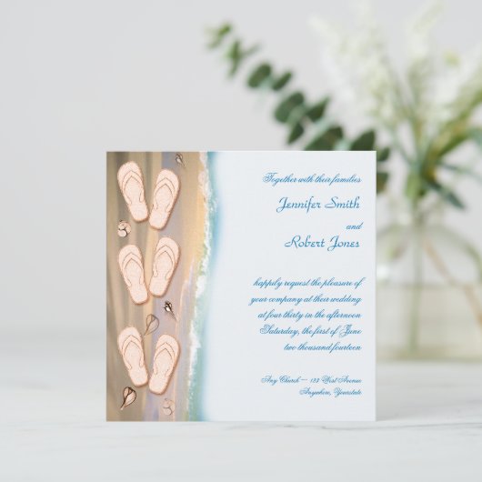 teenslippers op de uitnodiging voor het huwelijk v (Staand voorkant)