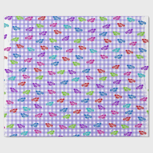 Teenslippers op Gingham Cadeaupapier (Vlak)