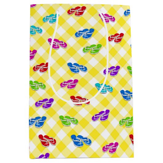 Teenslippers op Gingham Medium Cadeauzakje (Voorkant)