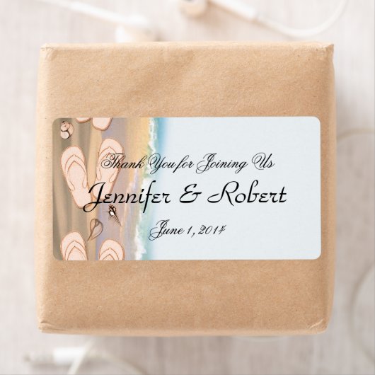 Teenslippers op het Beach Water Bottle Label (Insitu)