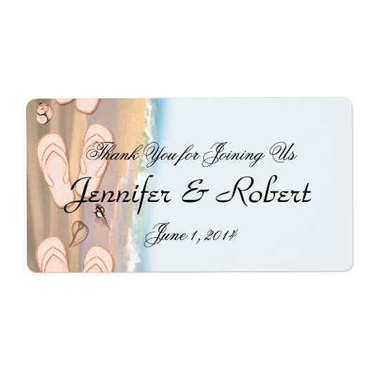 Teenslippers op het Beach Water Bottle Label (Voorkant)