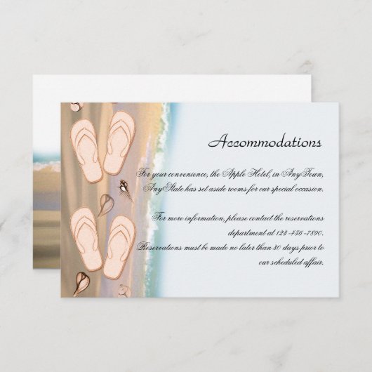 teenslippers op het Beach Wedding Insert Informatiekaartje (Voorkant / Achterkant)