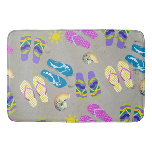 Teenslippers op het strand badmat (Voorkant)