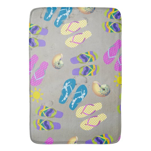 Teenslippers op het strand badmat (Voorkant Verticaal)