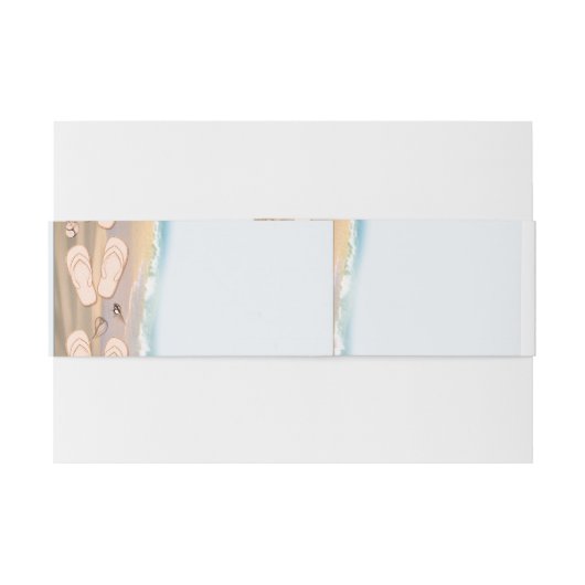 Teenslippers op het strand bruiloft buik band uitnodigingen wikkel (Achterkant Voorbeeld)