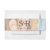 Teenslippers op het strand bruiloft buik band uitnodigingen wikkel (Voorkant Voorbeeld)