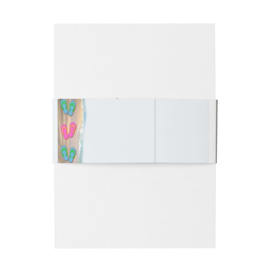 Teenslippers op het strand bruiloft buik band uitnodigingen wikkel (Achterkant Voorbeeld)