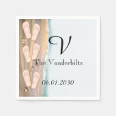 Teenslippers op het strand bruiloft servetten (Voorkant)