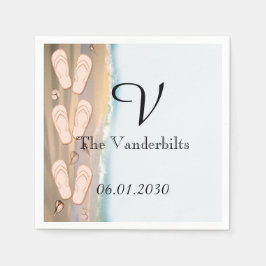 Teenslippers op het strand bruiloft servetten