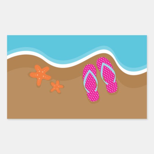 Teenslippers op het Zand Rechthoekige Sticker (Voorkant)