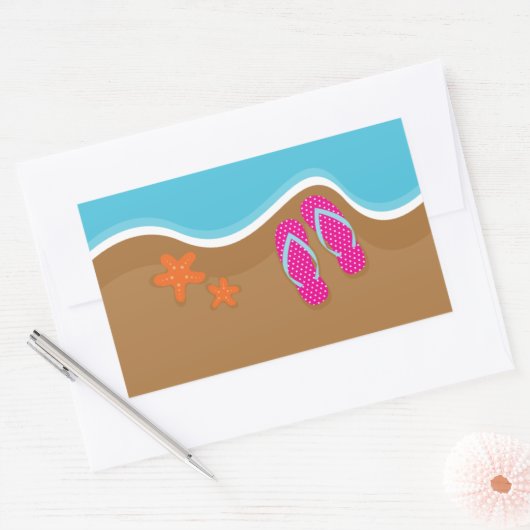 Teenslippers op het Zand Rechthoekige Sticker (Envelop)