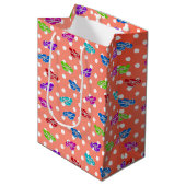 Teenslippers op poodot-wrapppapier medium cadeauzakje (Voorkant Gekanteld)