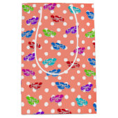 Teenslippers op poodot-wrapppapier medium cadeauzakje (Voorkant)