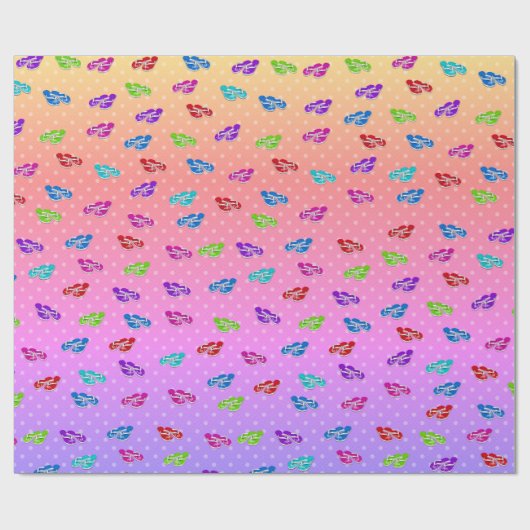 Teenslippers op Rainbow Polka Dot Cadeaupapier (Vlak)