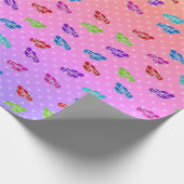 Teenslippers op Rainbow Polka Dot Cadeaupapier (Hoek)