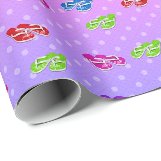 Teenslippers op Rainbow Polka Dot Cadeaupapier (Rol Hoek)