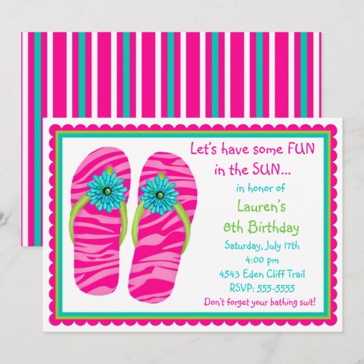 teenslippers op zaterdag Uitnodigingen (Voorkant / Achterkant)