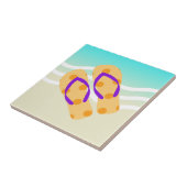 Teenslippers Oranje zomervakantie Tegeltje (Zijkant)