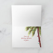 Teenslippers, palmboom, kerstverlichting strand feestdagen kaart (Binnen)