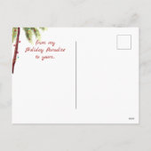 Teenslippers, palmboom, kerstverlichting strand feestdagenkaart (Achterkant)