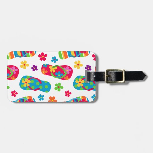 teenslippers patroon bagagelabel (Voorkant horizontaal)