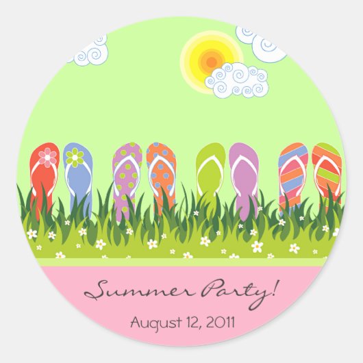 Teenslippers Plezier In De Zon Zomer Party Sticker (Voorkant)