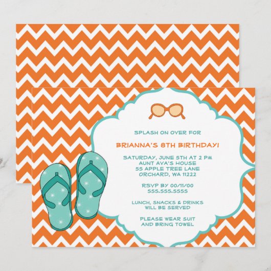 teenslippers Pool Party Kaart (Voorkant / Achterkant)