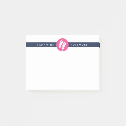 Teenslippers Preppy Fuchsia Pink & Navy Stripe Post-it® Notes (Voorkant)